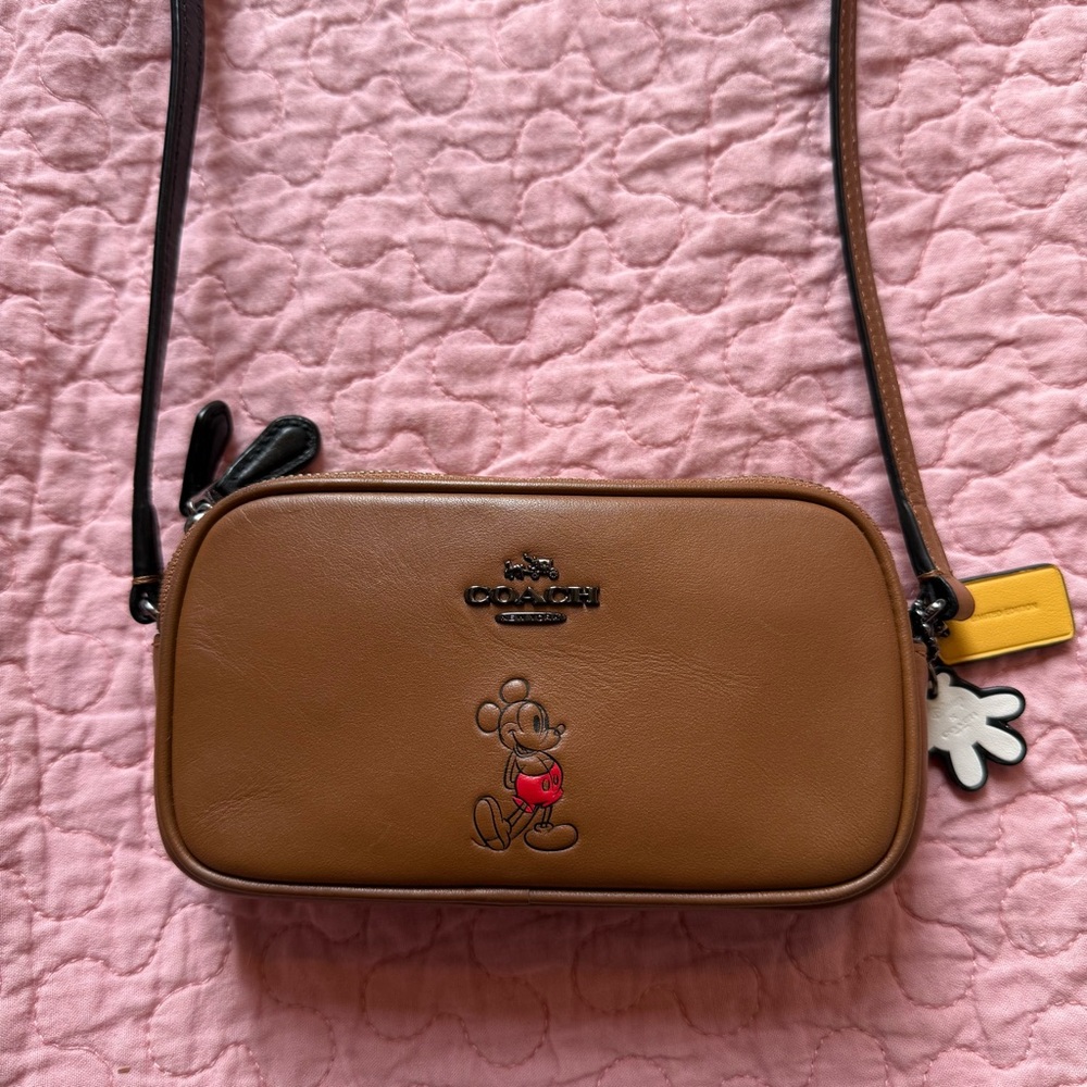 🌟COACH X Disney✨Limited Edition✨ Brown Crossbody Bag with Mickey Mouse Design
